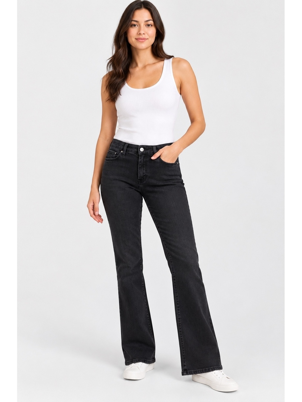 Nine West Jeans Size 6 Black Bootcut Stretch Denim Y2K Flap Pocket Fall